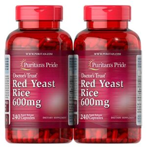 puritan’s pride red yeast rice capsule 600 mg, 240 count, pack of 2