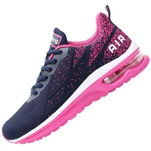 qauppe womens breathable tennis sneakers comfortable lightweight air running sport walking shoes(violet us 5.5 b(m)
