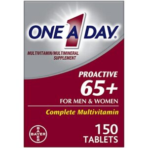 one a day proactive 65+, mens & womens multivitamin, supplement with vitamin a, vitamin c, vitamin d, and zinc for immune health support*, calcium, folic acid & more, tablet 150 count
