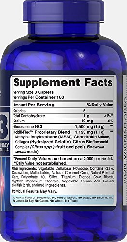 Glucosamine, Chondroitin & MSM-3 Per Day Formula by Puritan’s Pride