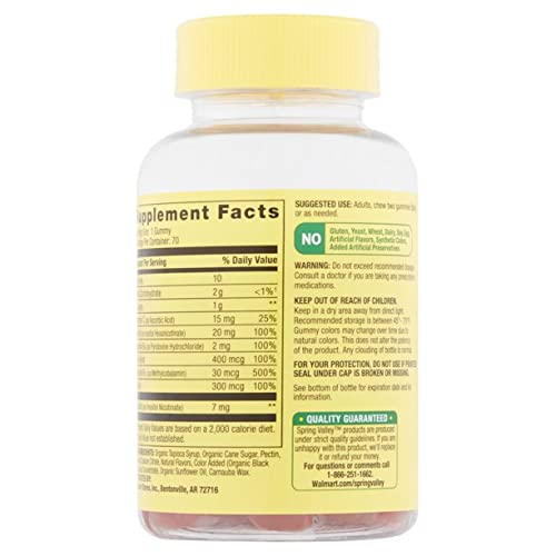 Vitamin B for Adults with Vitamin B6, B12, C, Biotin, Niacin, Folic Acid, Vegan - Vegetarian - Energy, Spring Va, Gummy