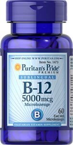 puritans pride vitamin b-12 helps convert food into energy* 5000 mcg sublingual- microlozenges, 60 count (pack of 1)