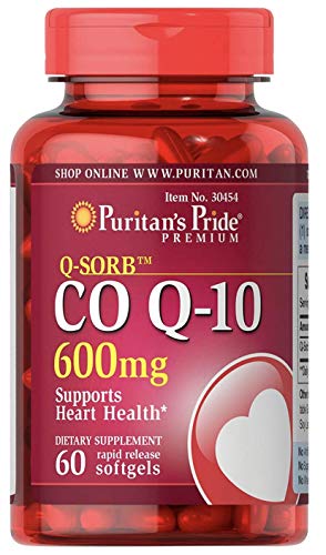 Puritans Pride Q-Sorb CoQ10 600mg, Supports Heart Health,60 Rapid Release Softgels