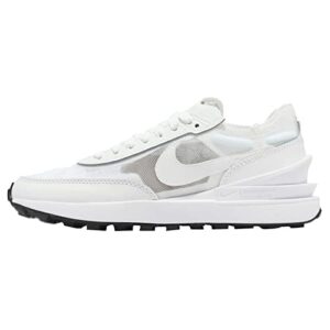 nike womens waffle one leather textile white white black trainers 8 us