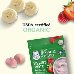 Gerber Organic for Baby Yogurt Melts, Banana Strawberry, Non-GMO & USDA Organic, Made with Real Fruit, Baby Snack for Crawlers, 1.0-Ounce Pouch (Pack of 3)