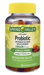 spring valley adult gummy probiotic 3 billion & prebiotic, fruit, 60 gummies