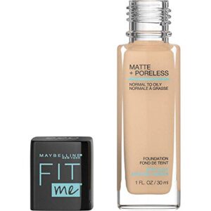 Maybelline Fit Me Matte + Poreless Liquid Foundation Makeup, Natural Beige, 1 fl; oz; Oil-Free Foundation