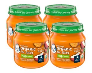 gerber organic 2nd foods baby food apple sweet potato & carrot with cinnamon (pack of 4)