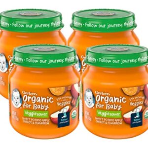 Gerber Organic 2nd Foods Baby Food Apple Sweet Potato & Carrot with Cinnamon (Pack of 4)