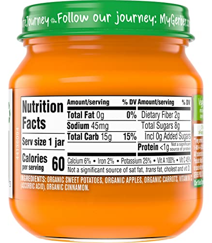 Gerber Organic 2nd Foods Baby Food Apple Sweet Potato & Carrot with Cinnamon (Pack of 4)