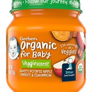 Gerber Organic 2nd Foods Baby Food Apple Sweet Potato & Carrot with Cinnamon (Pack of 4)