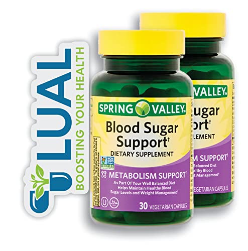 Maintain Healthy Blood Sugar Levels with Spring Valley's Dietary Supplement. Includes Luall Fridge Magnetic + Spring Valley Blood Sugar Support Dietary Supplement, 30 Count