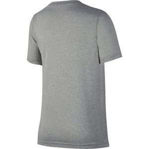 NIKE Boys' Dry Short Sleeve Swoosh Solid Tee, Dark Grey Heather/White, X-Large