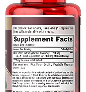 Puritans Pride Black Cherry 1000 mg Capsules, 200 Count