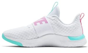 nike women’s renew in-season tr 9 shoes, white/pink blast-aurora green, 6