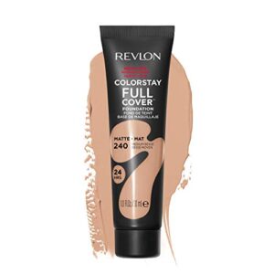 liquid foundation by revlon, colorstay face makeup for normal and dry skin, longwear full coverage with matte finish, oil free, 240 medium beige, 1.0 oz