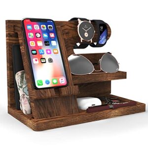 gifts for men wood phone docking station gifts for dad birthday dad birthday gift dad gifts nightstand organizer key wallet holder watch holder gift for him husband anniversary night stand organizers