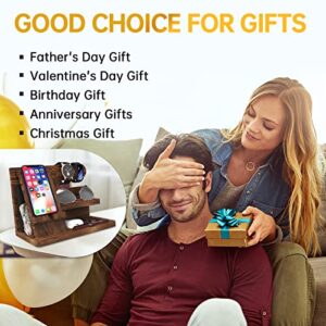 Gifts for Men Wood Phone Docking Station Gifts for Dad Birthday Dad Birthday Gift Dad Gifts Nightstand Organizer Key Wallet Holder Watch Holder Gift for Him Husband Anniversary Night Stand Organizers