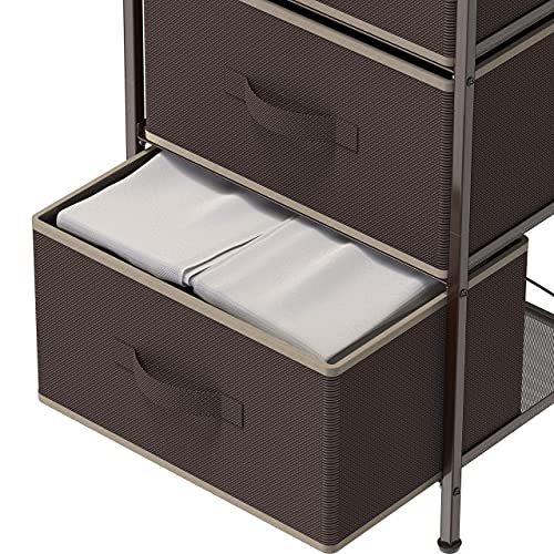 Simple Houseware Nightstands Dresser for Bedroom 3-Tier Organizer Drawer Storage Tower, Brown