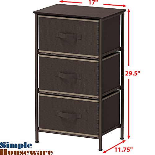 Simple Houseware Nightstands Dresser for Bedroom 3-Tier Organizer Drawer Storage Tower, Brown