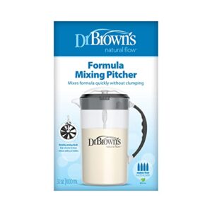 Dr. Brown's Baby Formula Mixing Pitcher with Adjustable Stopper, Locking Lid, & No Drip Spout, 32oz, BPA Free, Black