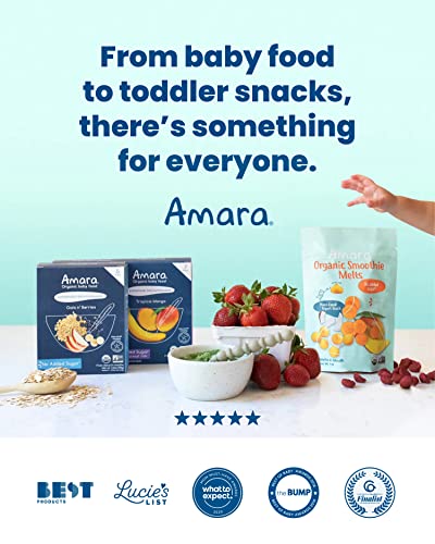 Amara Organic Baby Food - Stage 2 - Oats & Berries - Baby Cereal to Mix With Breastmilk, Water or Baby Formula - Shelf Stable Baby Food Pouches Made from Organic Fruit and Veggies - 10 Pouches, 3.5oz Per Serving