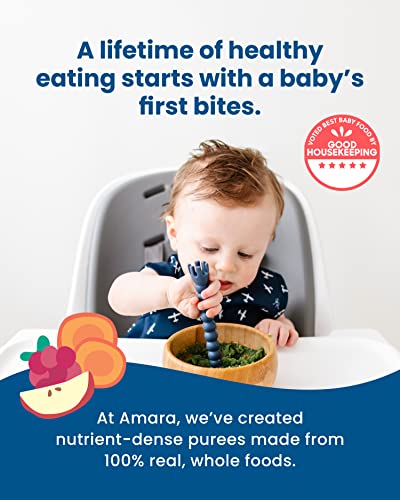 Amara Organic Baby Food - Stage 2 - Oats & Berries - Baby Cereal to Mix With Breastmilk, Water or Baby Formula - Shelf Stable Baby Food Pouches Made from Organic Fruit and Veggies - 10 Pouches, 3.5oz Per Serving
