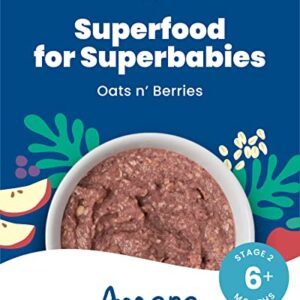 Amara Organic Baby Food - Stage 2 - Oats & Berries - Baby Cereal to Mix With Breastmilk, Water or Baby Formula - Shelf Stable Baby Food Pouches Made from Organic Fruit and Veggies - 10 Pouches, 3.5oz Per Serving