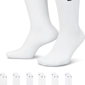 Nike Kids' Everyday Cotton Cushioned Crew Socks (6 Pair), White/Black, Small