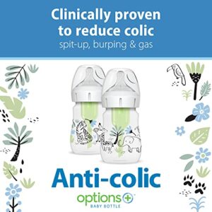 Dr. Brown’s Natural Flow® Anti-Colic Options+™ Wide-Neck Baby Bottle Designer Edition Bottles, Jungle Decos, 5 oz/150 mL, Level 1 Nipple, 2-Pack, 0m+