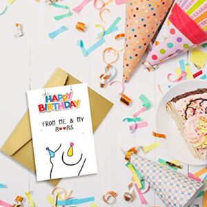 Funny Birthday Card for Men, Dirty Adult Friend Happy Birthday Gifts for Boyfriend Husband, Cheeky Boob Greeting Card for Him Her, Romantic Couples Birthday Cards with Stickers and Envelopes