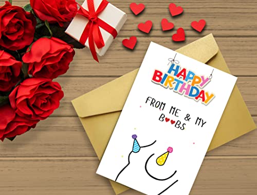 Funny Birthday Card for Men, Dirty Adult Friend Happy Birthday Gifts for Boyfriend Husband, Cheeky Boob Greeting Card for Him Her, Romantic Couples Birthday Cards with Stickers and Envelopes