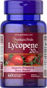 lycopene softgel 20 mg, promotes prostate and heart health, 60 count by puritan’s pride