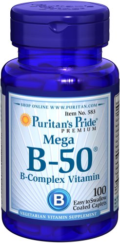 Puritans Pride Vitamin B-50 Complex Caplets, 100 Count