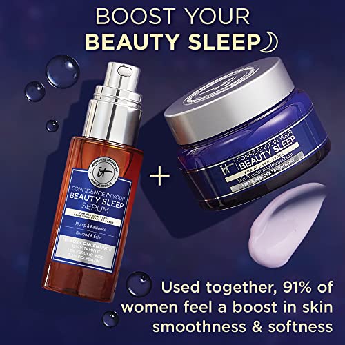 IT Cosmetics Confidence in Your Beauty Sleep Triple Antioxidant Brightening Serum – 24HR Hydration – Anti-Aging – 12% Vitamin C Serum - Fragrance Free – All Skin Types, 1.0 Fl. Oz