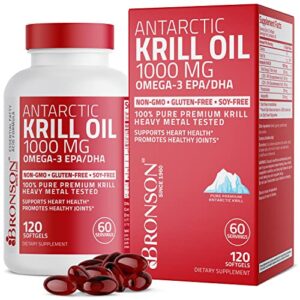 bronson antarctic krill oil 1000 mg with omega-3s epa, dha, astaxanthin and phospholipids 120 softgels (60 servings)