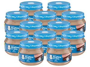 gerber mealtime for baby 2nd foods baby food jar, beef & gravy, non-gmo pureed baby food, made with protein & zinc, 2.5-ounce glass jar (pack of 12 jars)
