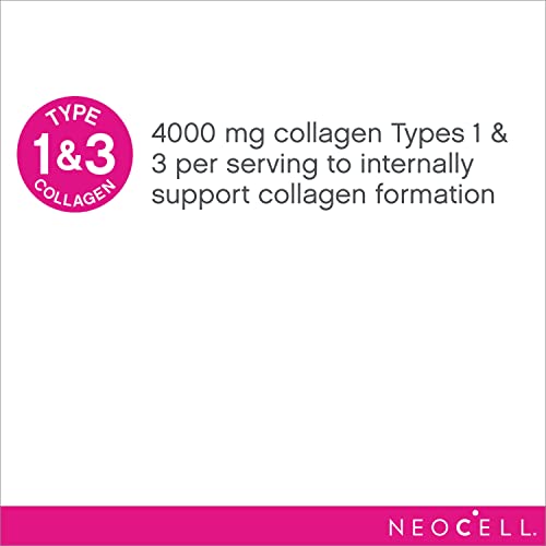 NeoCell Collagen Peptides + Vitamin C Liquid, 4g Collagen Per Serving, Gluten Free, Types 1 & 3, Promotes Healthy Skin, Hair, Nails & Joint Support, Pomegranate, 16 Oz