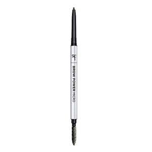 it cosmetics brow power micro, universal taupe – universal eyebrow pencil – mimics the look of real hair – budge-proof formula – built-in spoolie – 0.017 oz
