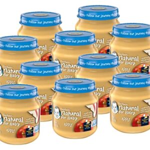 Gerber Natural for Baby 1st Foods Baby Food Jar, Apple, Made with Natural Fruit & Vitamin C, Non-GMO Pureed Baby Food, 4-Ounce Glass Jar (Pack of 10 Jars)
