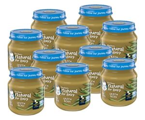 gerber natural for baby 1st foods baby food jar, green bean, non-gmo pureed baby food with no artificial flavors or colors for supported sitters, 4 oz glass jar (pack of 10)