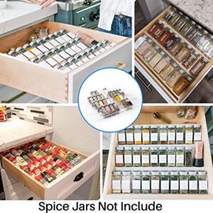 Spice Drawer Organizer, 4 Tiers 2 Set Clear Acrylic Slanted in Drawer Seasoning Jars Insert, Expandable From 13" to 26", Hold up 56 Spice Jars Kitchen Drawer Countertop Rack Tray (Jars not Include)