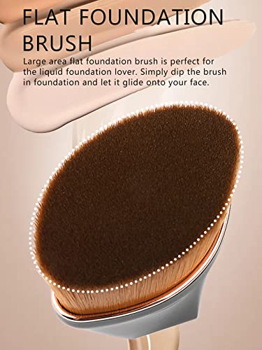 Flat Top Foundation Brush, TEOYALL Flawless Kabuki Brush Face Makeup Brush for Blending Liquid, Cream, Cosmetics with Storage Box (Black)