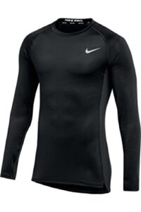 nike mens pro fitted long sleeve training tee (large black)