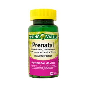 prenatal multivitamin and multimineral, folic acid 800 mcg tablets (100ct) with vitamin a, b-6, b-12, c, d, e bundle w/ no fluff prenatal info guide