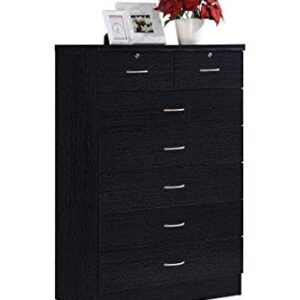 HODEDAH IMPORT HI70DR Black 7 with Locks On 2-Top Chest of Drawers