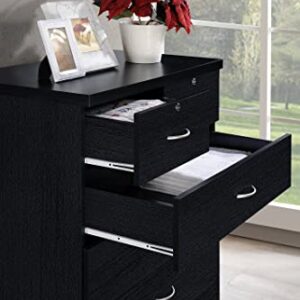 HODEDAH IMPORT HI70DR Black 7 with Locks On 2-Top Chest of Drawers