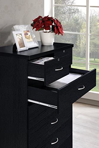 HODEDAH IMPORT HI70DR Black 7 with Locks On 2-Top Chest of Drawers