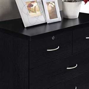 HODEDAH IMPORT HI70DR Black 7 with Locks On 2-Top Chest of Drawers