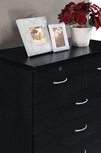 HODEDAH IMPORT HI70DR Black 7 with Locks On 2-Top Chest of Drawers